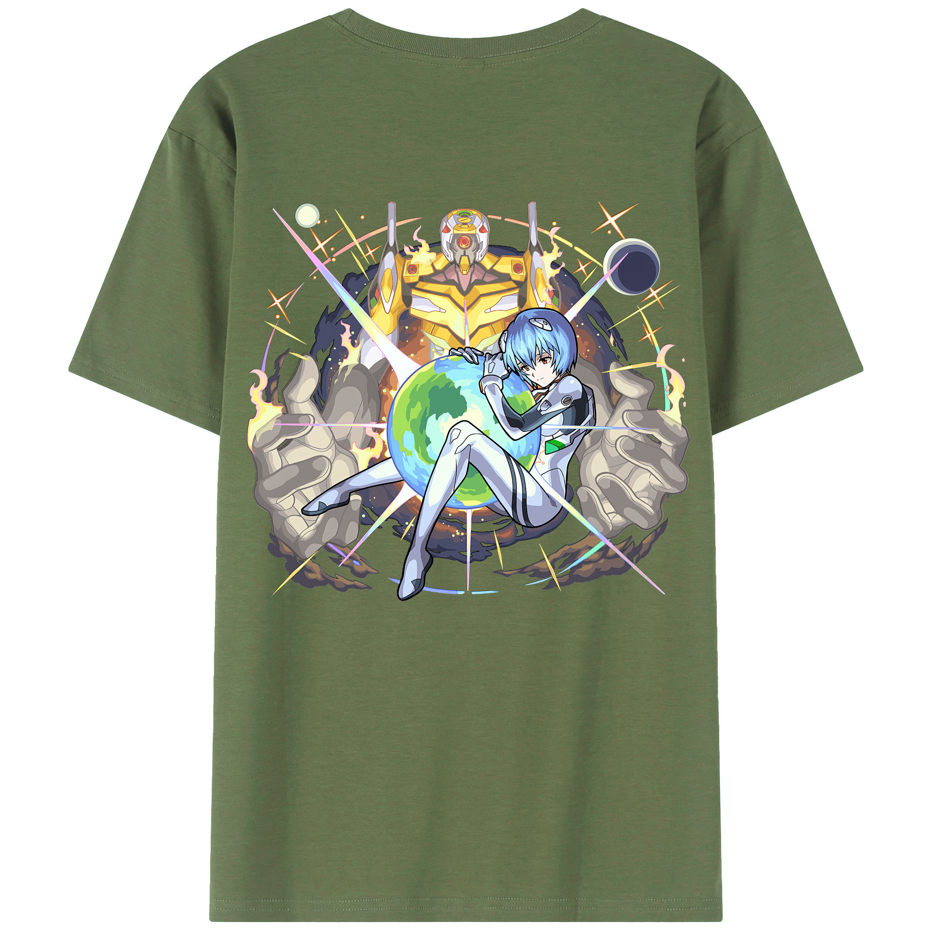 （画像用） EVA 新世紀エヴァンゲリオン 綿100％ メンズ半袖Tシャツ（バックプリント） 通気性